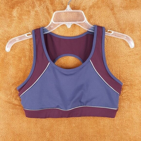 GAIAM Womens Sports Bra Small Purple Maroon Pullover Colorblock Active Stretch - Picture 1 of 6